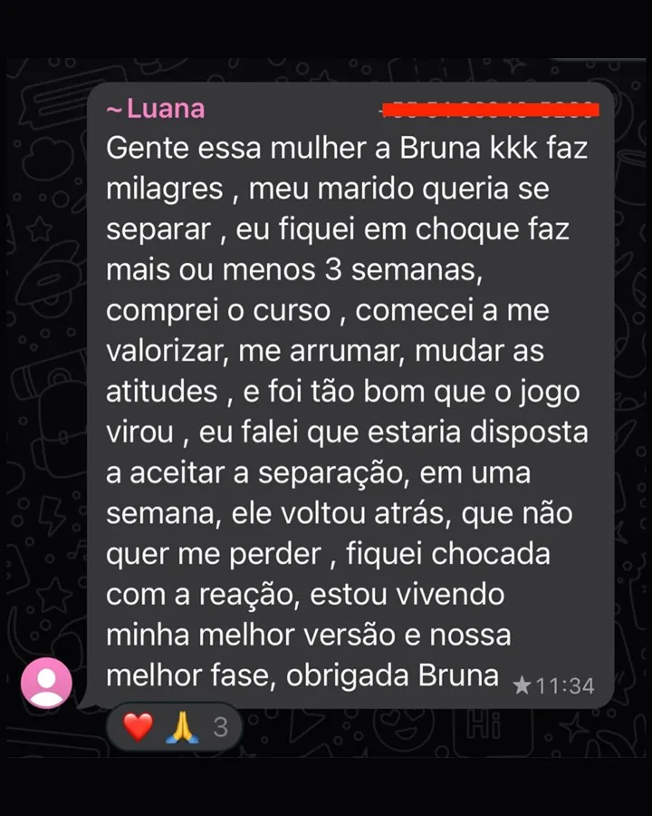 Print da mensagem original da Luana